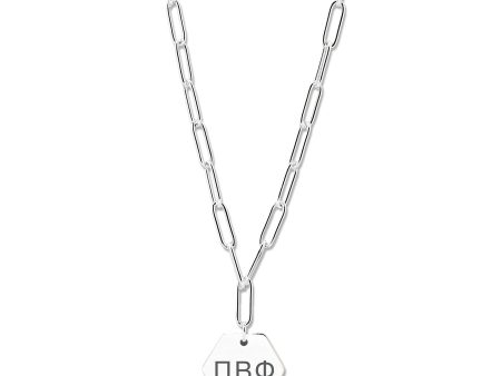 Pi Beta Phi Necklace- Silver Paperclip Style with PBP Pendant For Discount