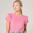 PINK RUFFLE SHOULDER TOP Online Sale