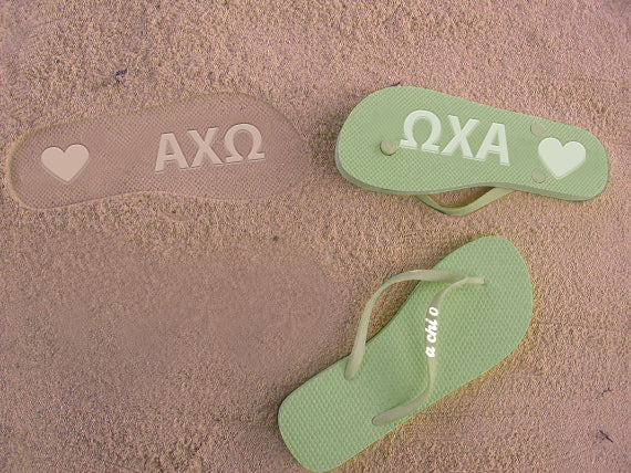 Alpha Chi Omega Flip Flops, With Greek Letter Cutouts For Sale