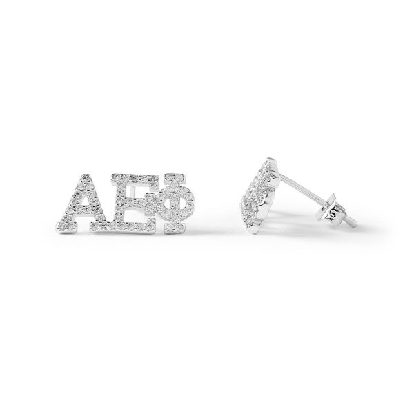 Alpha Epsilon Phi White Gold Plated Stud Earrings Online now