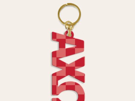 ALPHA CHI OMEGA CHECKERED KEYCHAIN For Cheap