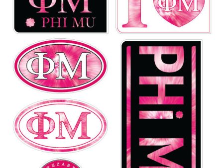 Phi Mu  Tie Dye Stickers Hot on Sale