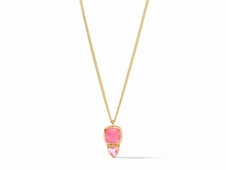 AQUITAINE DUO DELICATE NECKLACE GOLD IRIDESCENT PEONY PINK Hot on Sale