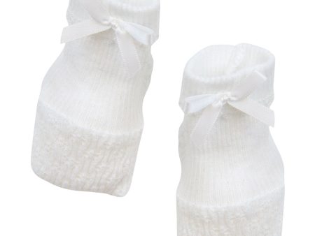 WHITE BABY BOOTIES WITH BOW Supply