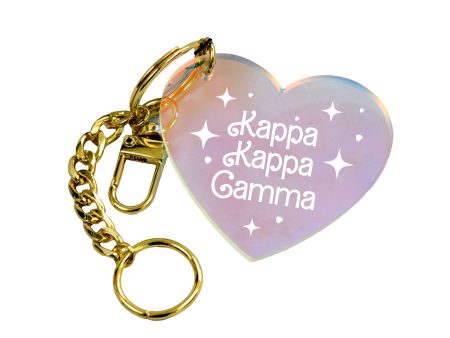 Kappa Kappa Gamma Keychain - Iridescent Heart Design Discount