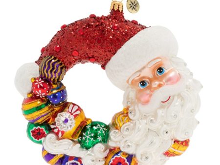 SANTA COMES FULL CIRCLE WREATH RADKO ORNAMENT For Cheap