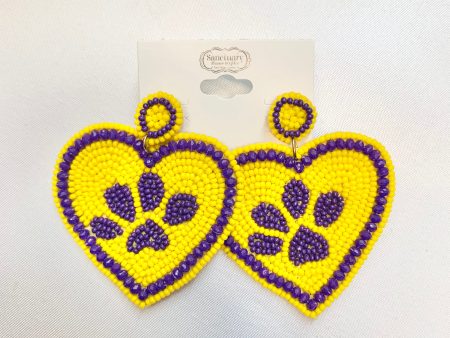 COLLEGE COLOR PAW HEART EARRING Fashion