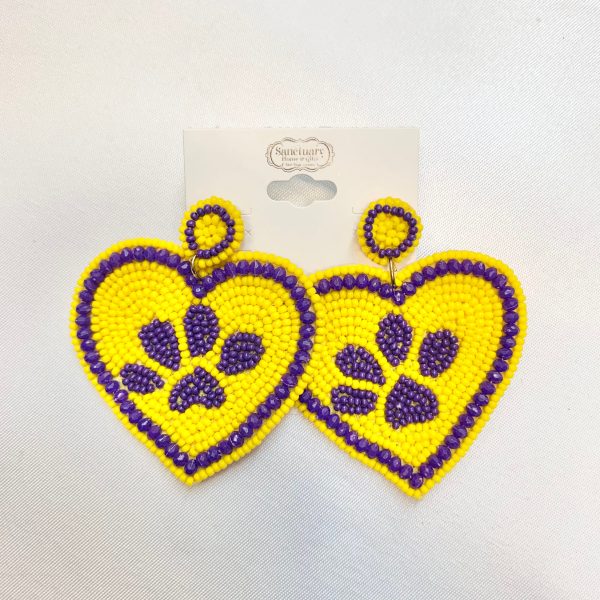 COLLEGE COLOR PAW HEART EARRING Fashion