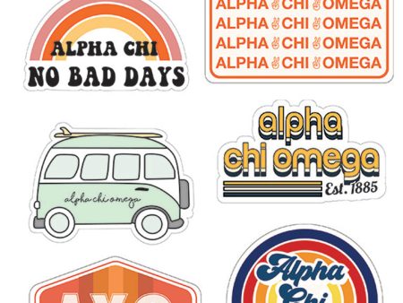 Alpha Chi Omega Retro Sticker Sheet For Cheap