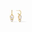 AQUITAINE HOOP & CHARM EARRING GOLD IRIDESCENT CLEAR CRYSTAL Supply