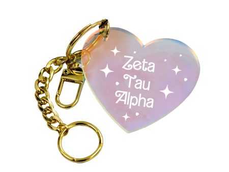 Zeta Tau Alpha Keychain - Iridescent Heart Design Supply