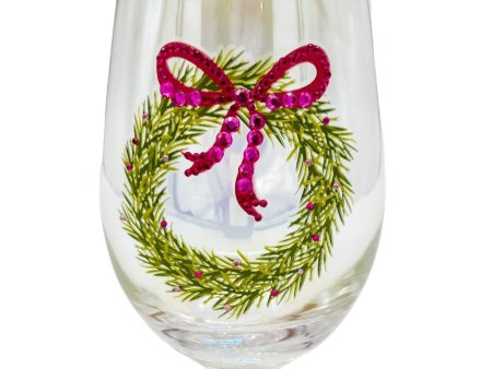 RHINESTONE WREATH STEMLESS WINE Online Sale