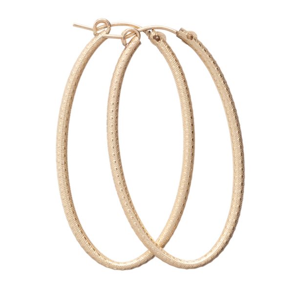 2  OVAL GOLD HOOP EARRING For Discount