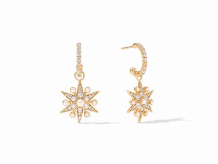 CELESTE HOOP & CHARM EARRING GOLD CUBIC ZIRCONIA Online Sale