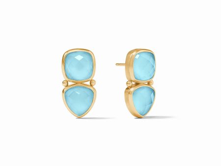 AQUITAINE MIDI EARRING GOLD IRIDESCENT CAPRI BLUE For Cheap