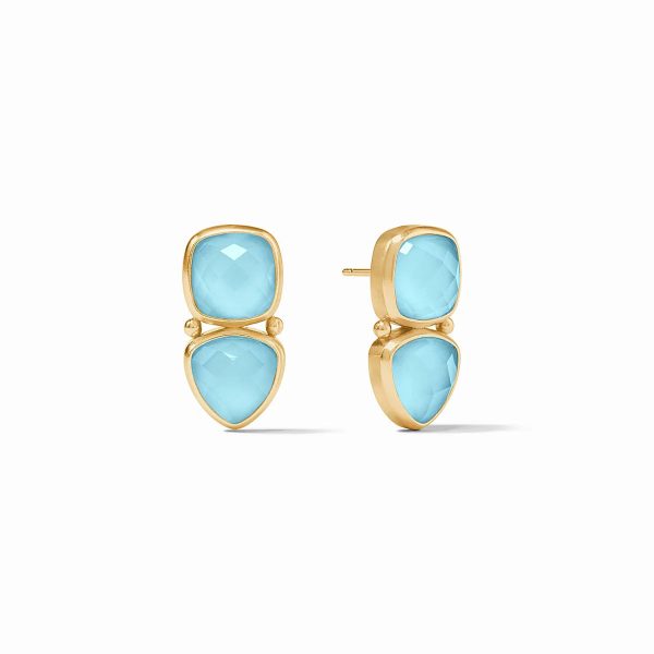 AQUITAINE MIDI EARRING GOLD IRIDESCENT CAPRI BLUE For Cheap