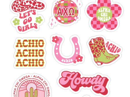 Alpha Chi Omega Sticker Sheet - Western Disco Design For Cheap