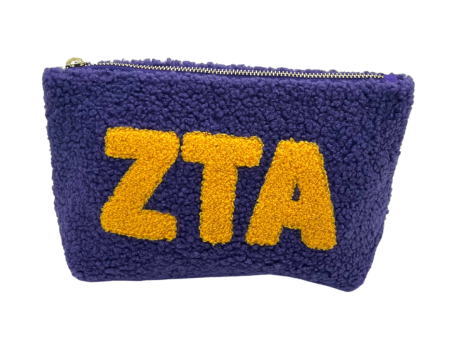 ZETA TAU ALPHA PURPLE AND GOLD TEDDY PPOUCH COSMETIC For Cheap