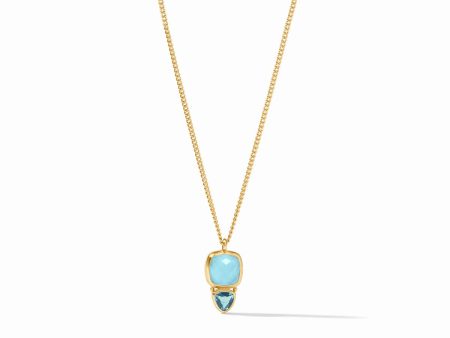 AQUITAINE DUO DELICATE NECKLACE GOLD IRIDESCENT CAPRI BLUE Fashion