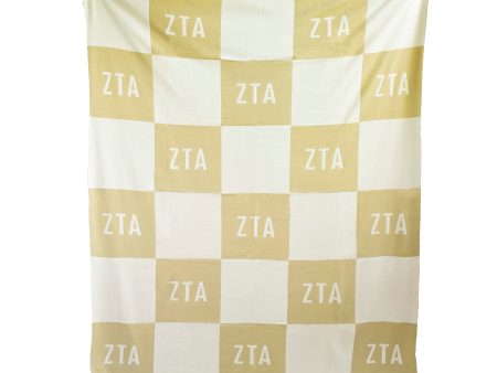 Zeta Tau Alpha Blanket - Acrylic Knit Checkered Blanket Cheap