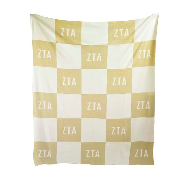 Zeta Tau Alpha Blanket - Acrylic Knit Checkered Blanket Cheap