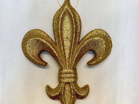 10 INCH GOLD GLITTER FLEUR DE LIS ORNAMENT For Discount