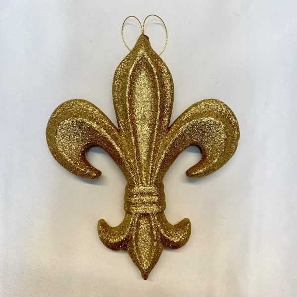 10 INCH GOLD GLITTER FLEUR DE LIS ORNAMENT For Discount